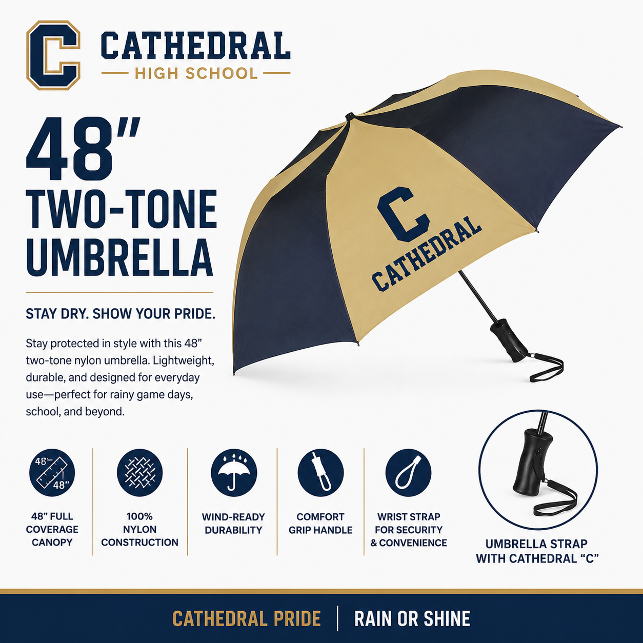 Cathedral High School 48” Two-Tone Umbrella