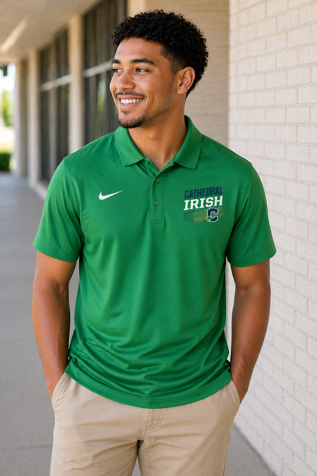 Nike Dri-FIT Cathedral Irish Performance Polo (Navy & Kelly Green)