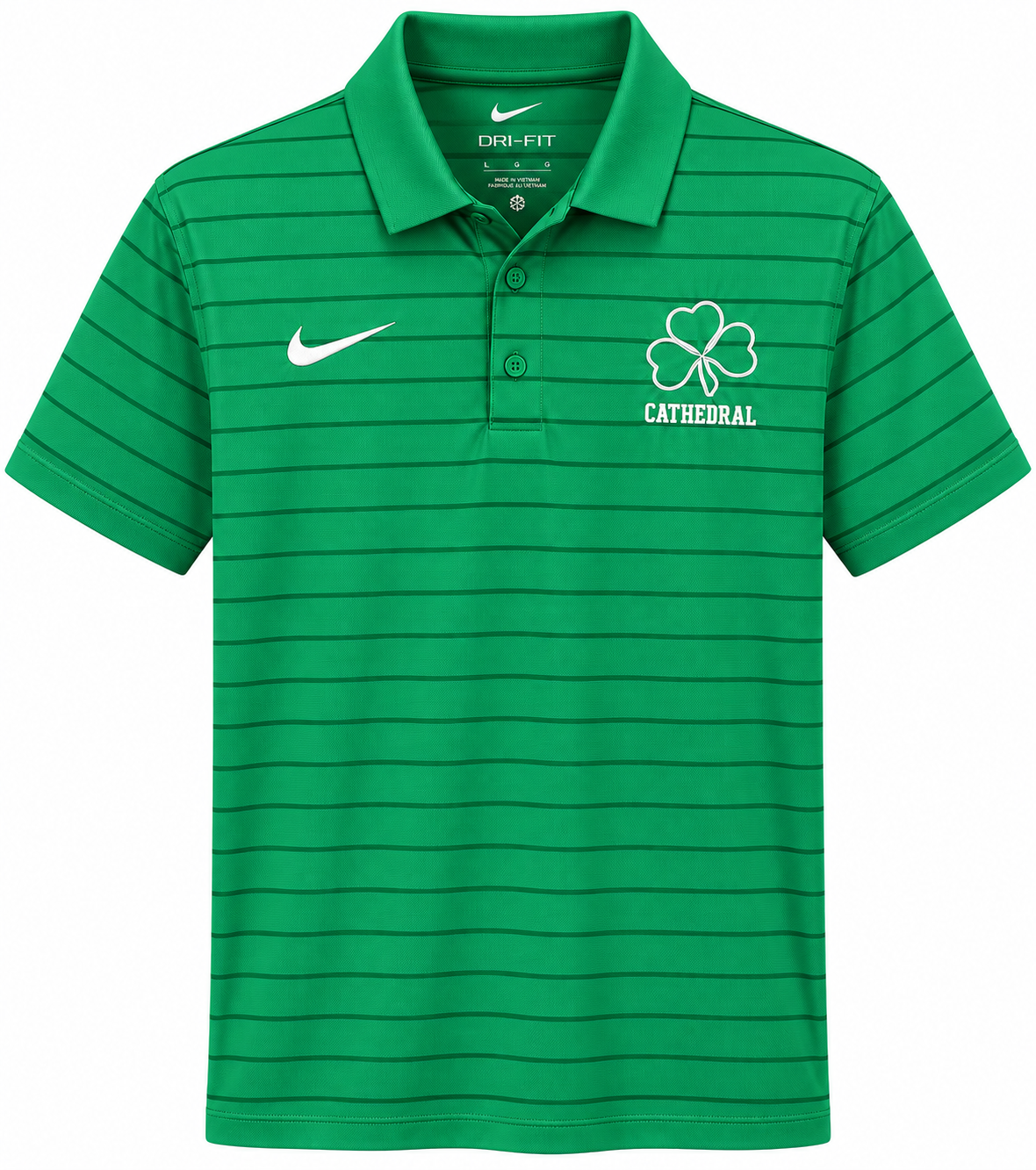 Nike Green Striped Shamrock Dri-FIT Polo