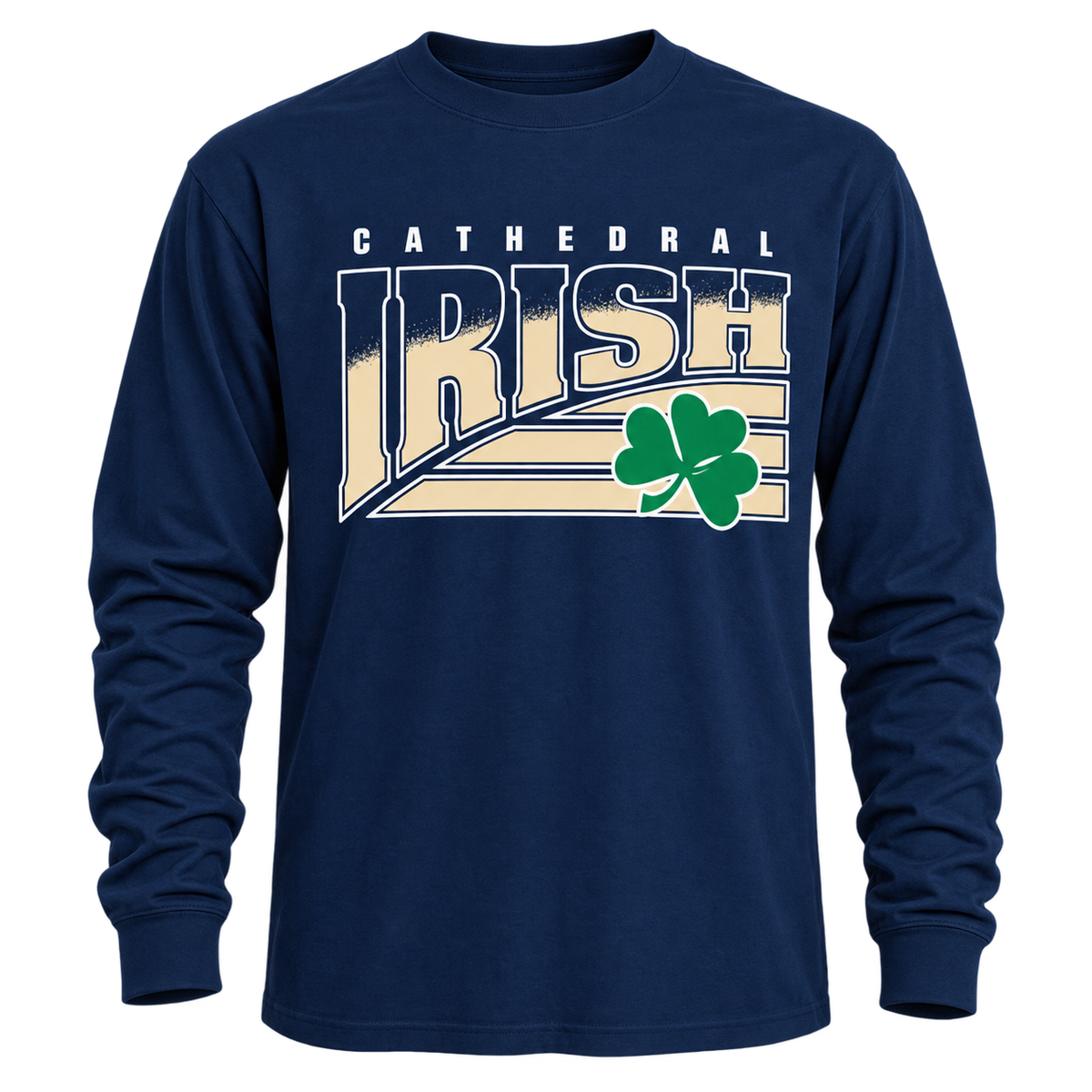 Cathedral Irish Vintage Varsity Long Sleeve Tee – Navy