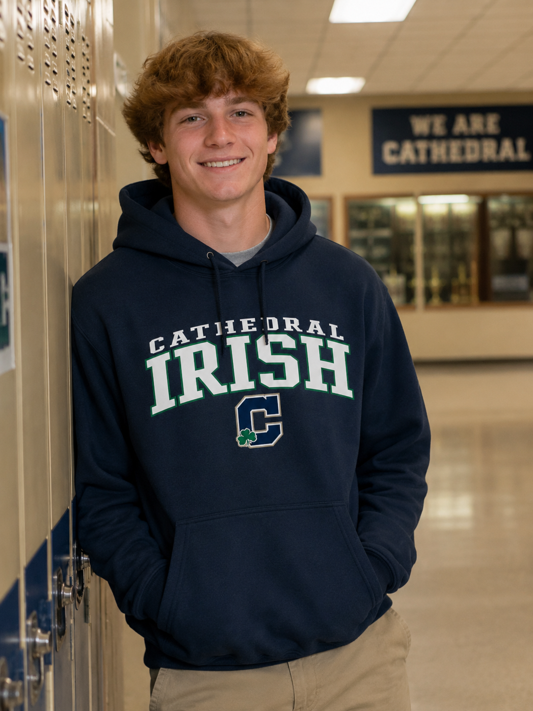 Cathedral Irish Navy Hooded Sweatshirt