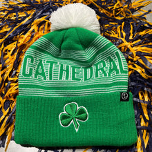 Load image into Gallery viewer, Kelly Green Striped Cathedral Pom Pom Beanie
