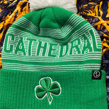 Load image into Gallery viewer, Kelly Green Striped Cathedral Pom Pom Beanie

