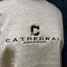 Load image into Gallery viewer, Gray Embroidered Cathedral High School Crewneck Sweatshirt
