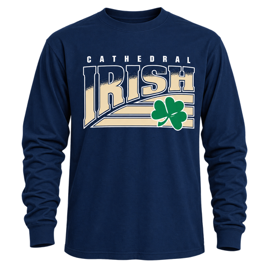 Cathedral Irish Vintage Varsity Long Sleeve Tee – Navy