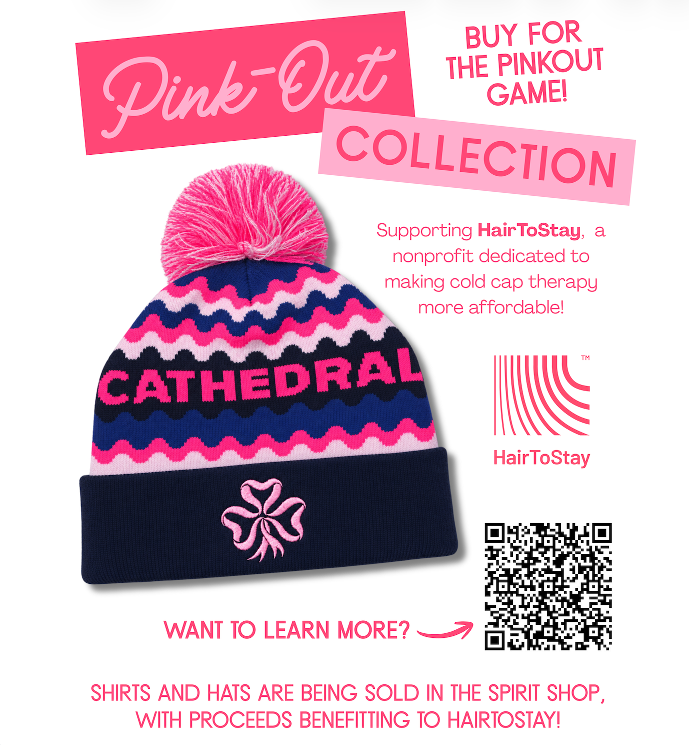 Cathedral Pink Out Beanie with Pom